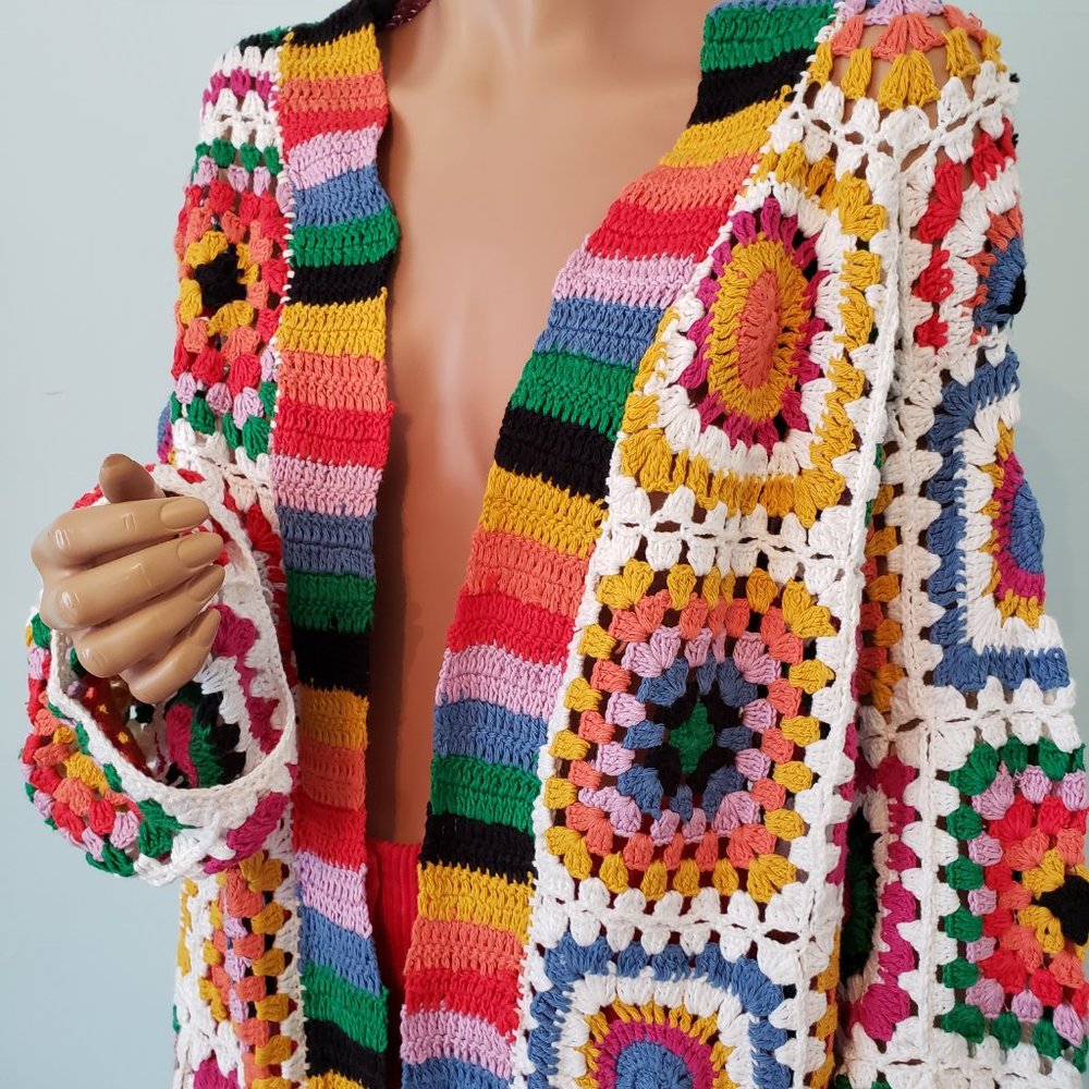 NWOT Farm Rio Handmade cotton Rainbow Kimono. - Picture 12 of 13